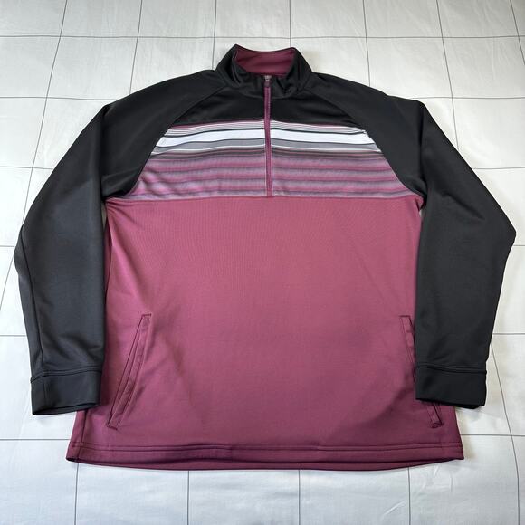 Black Clover Pullover Men Large Striped Wine Eastwood Half Zip Golf Performance - Picture 1 of 8